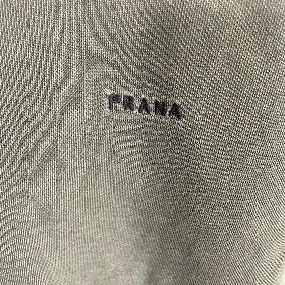 Prana Pullover Sweatshirt Mens Size 2XL Gray Green Inner Pocket Heavy Crewneck - Picture 2 of 7